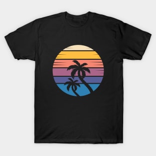 Retro Style Sunset Beach Pal Tree T-Shirt